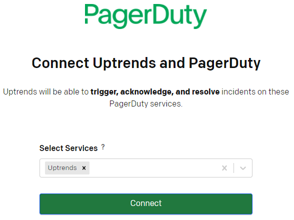 Selecting the PagerDuty service(s)