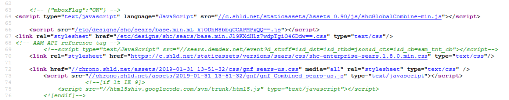 Screenshot: Sample code showing developer comments and other formatting that contribute to page size.