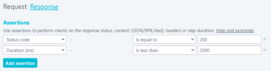 Assertions on API response time