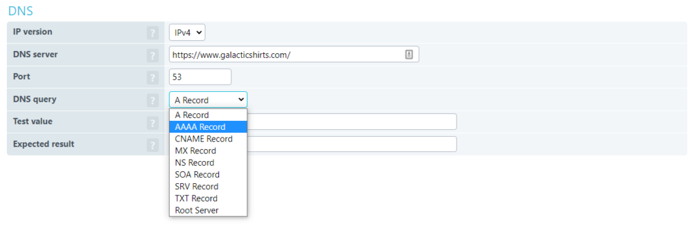DNS records example