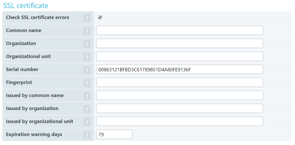SSL certificate value matching