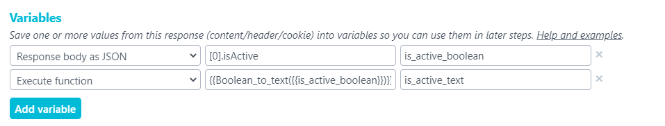 Screenshot: using your user-defined function in your step responses