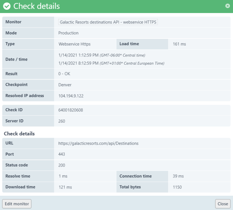 API check details