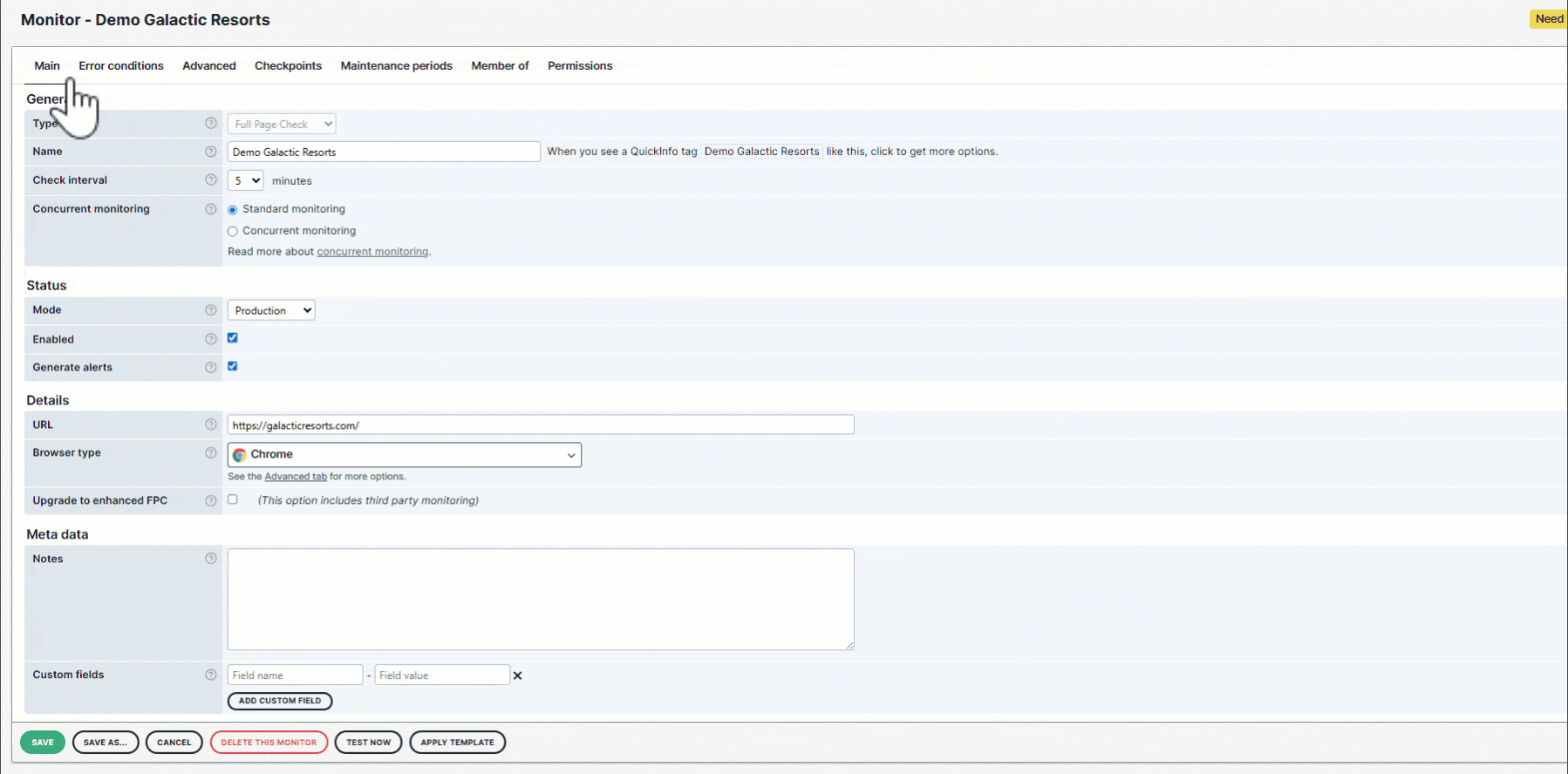 Monitor settings