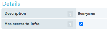Has access to Infra option