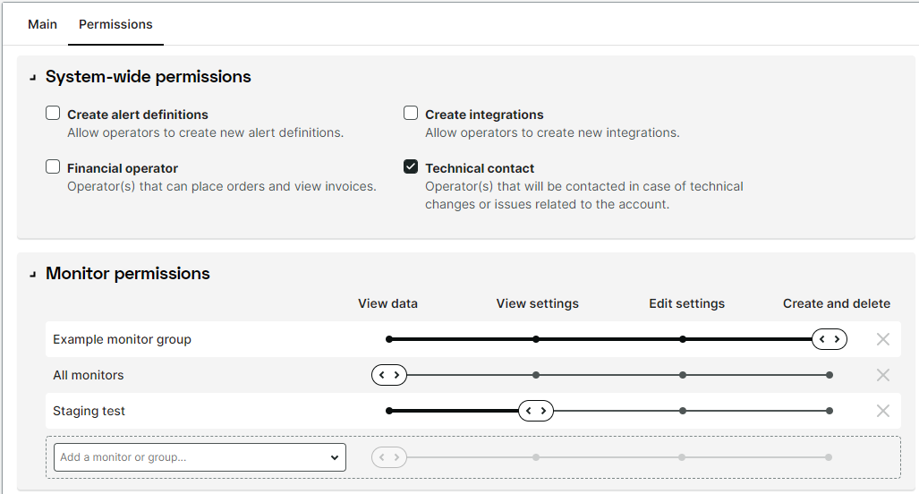 Operator group permissions