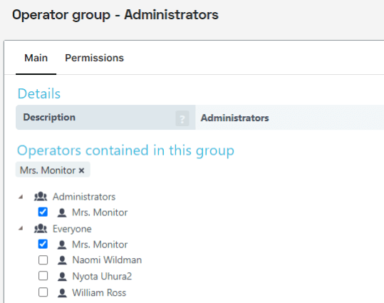 screenshot of administrator operator group
