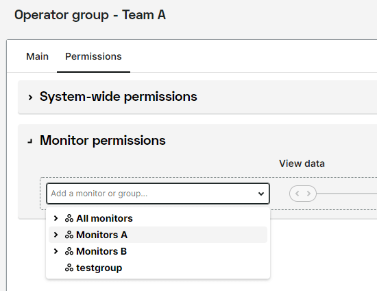 screenshot add monitor permission to team