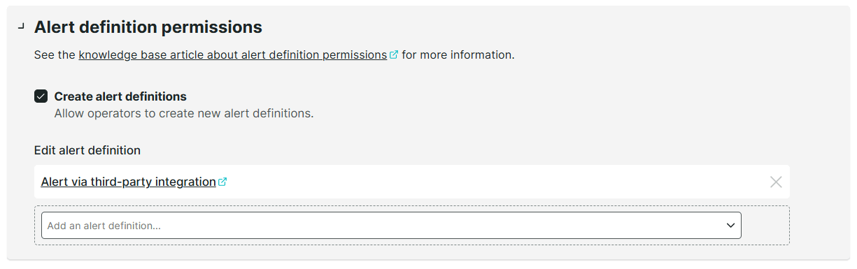 Alert definition permissions