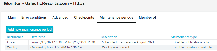New information at maintenance periods