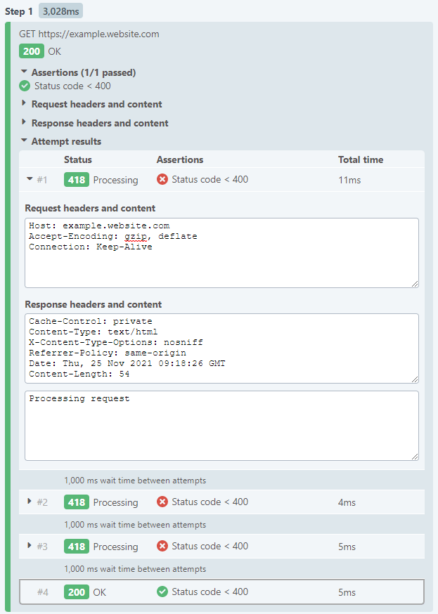 Changes to MSA step retry display