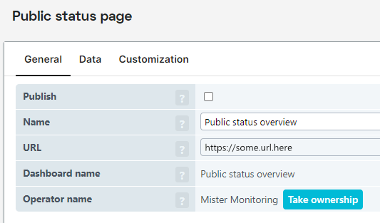 screenshot public status page setup