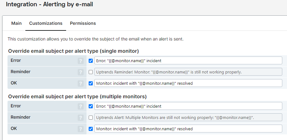 screenshot email subject customization