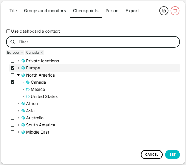 screenshot tile’s checkpoint selection