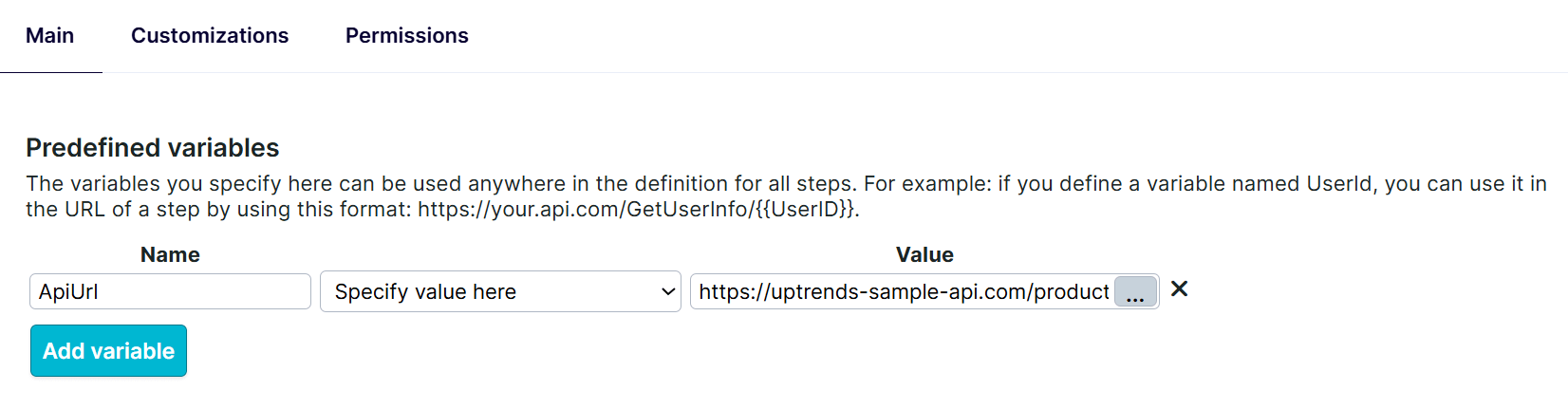 API URL in an integration level