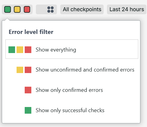 Error level filter in dashboards