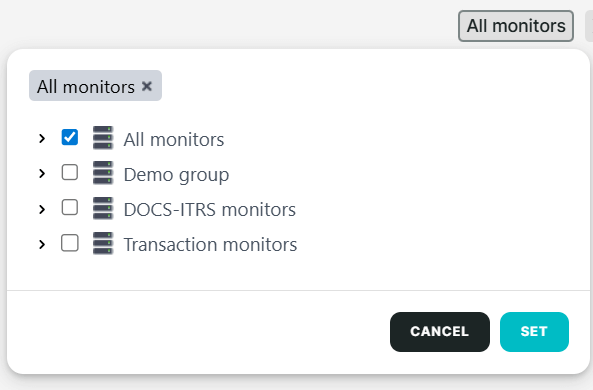 Monitor filter in dashboards