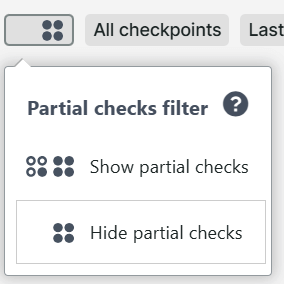 Partial checks filter in dashboards