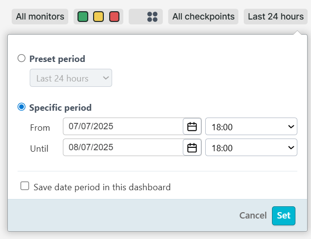 Period filter in dashboards