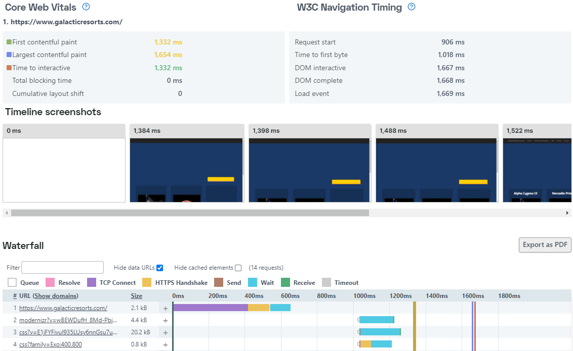 Full Page Check result example