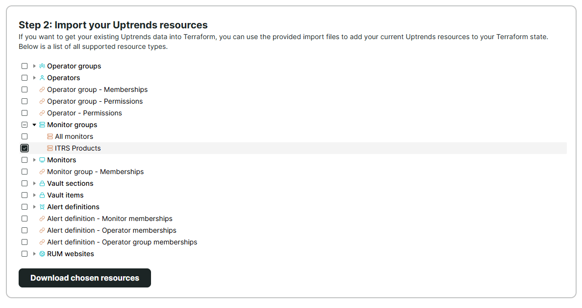 Import blocks for an individual resource in Terraform Hub