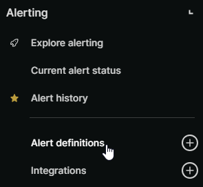 Navigate to alert definitions