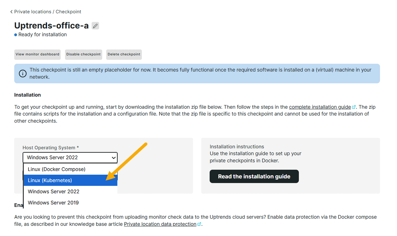 Set up Linux Kubernetes private locations