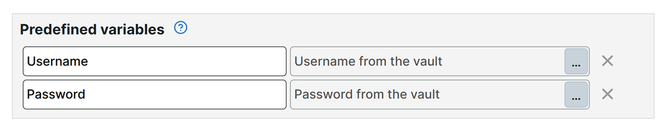 Using username and password credential set as predefined variables
