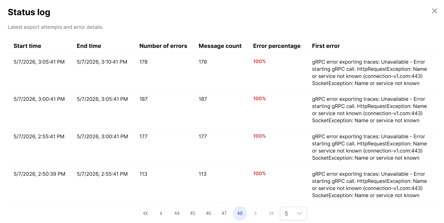View log details on the Uptrends OpenTelemetry export