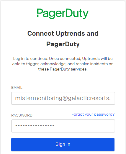 PagerDuty login portal
