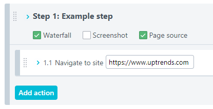 Selecting Page source in the transaction editor