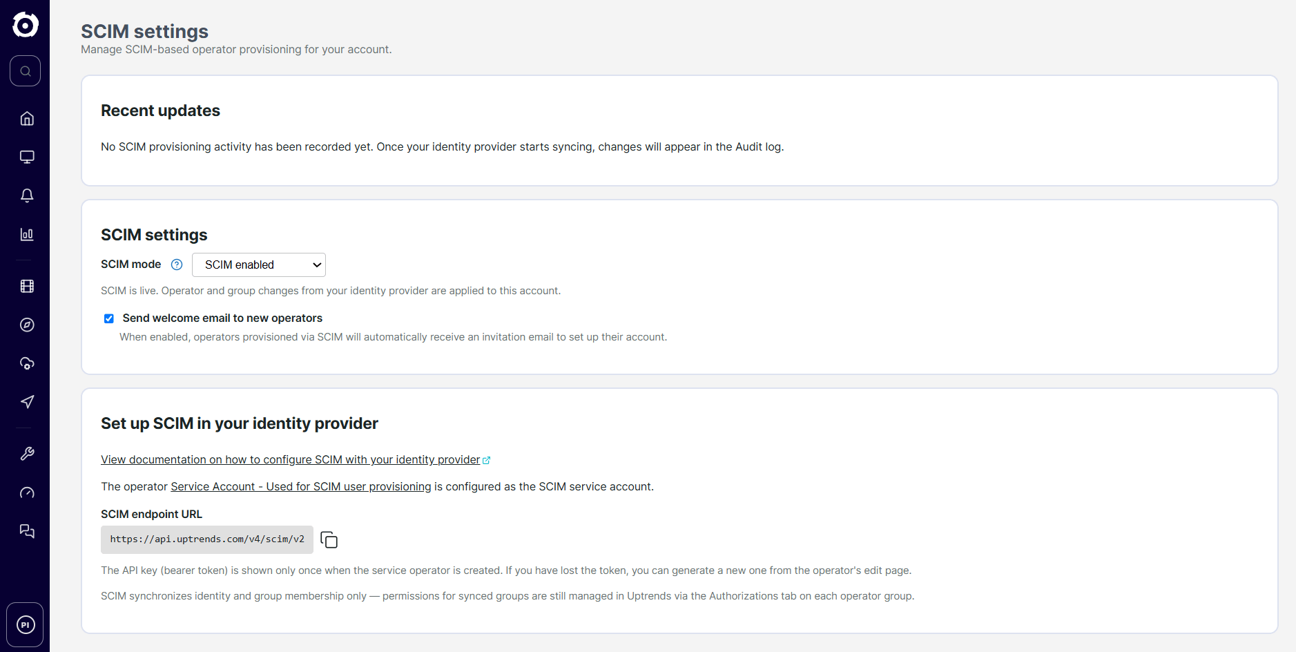SCIM support for Uptrends