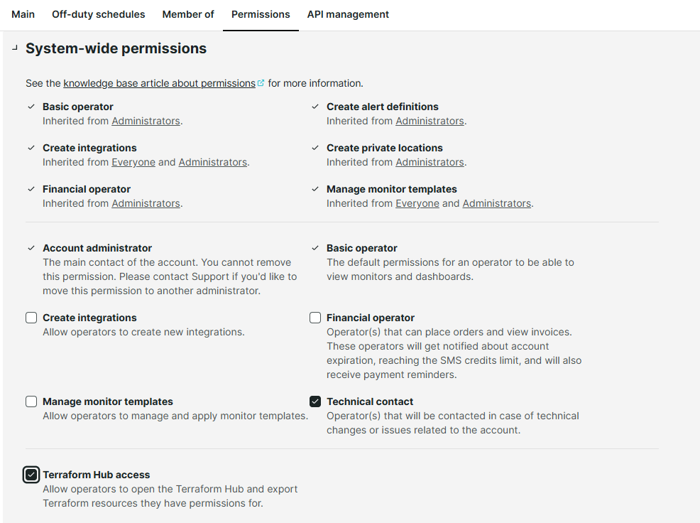 Terraform Hub access permission