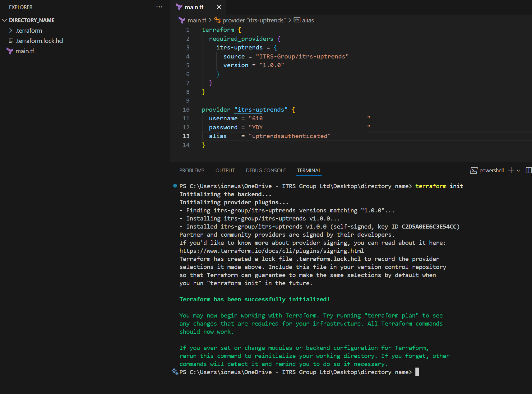 Terraform init command