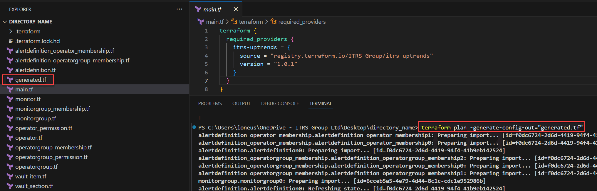 Import Uptrends resources in Terraform