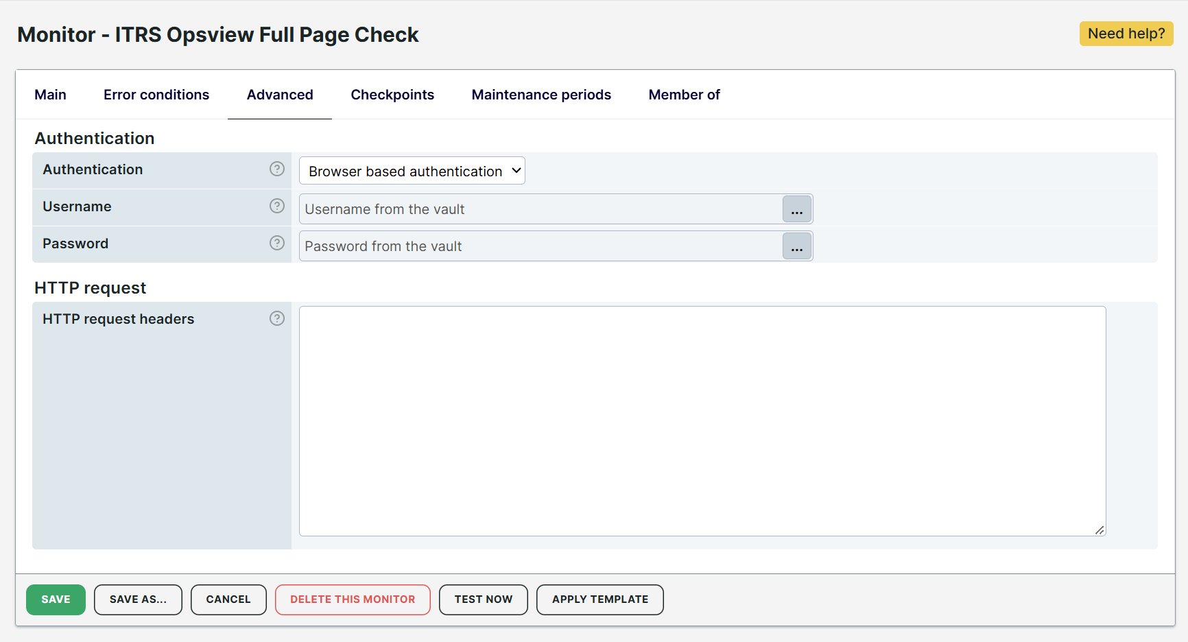 Use vault credentials for monitor authentication