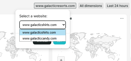 Website filter in RUM dashboards