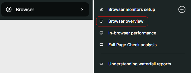 screenshot browser overview menu