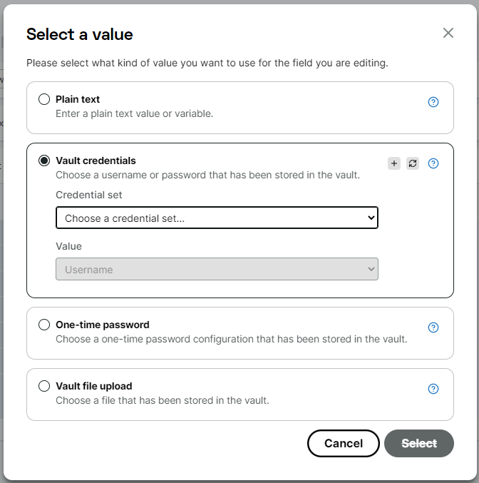 MSA vault value picker