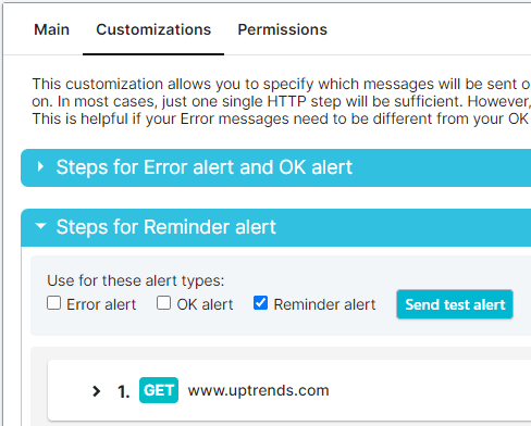 screenshot custom integration steps for alerts