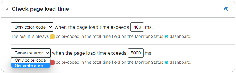 screenshot error condition for page load times