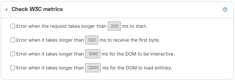 screenshot w3c metrics error condition