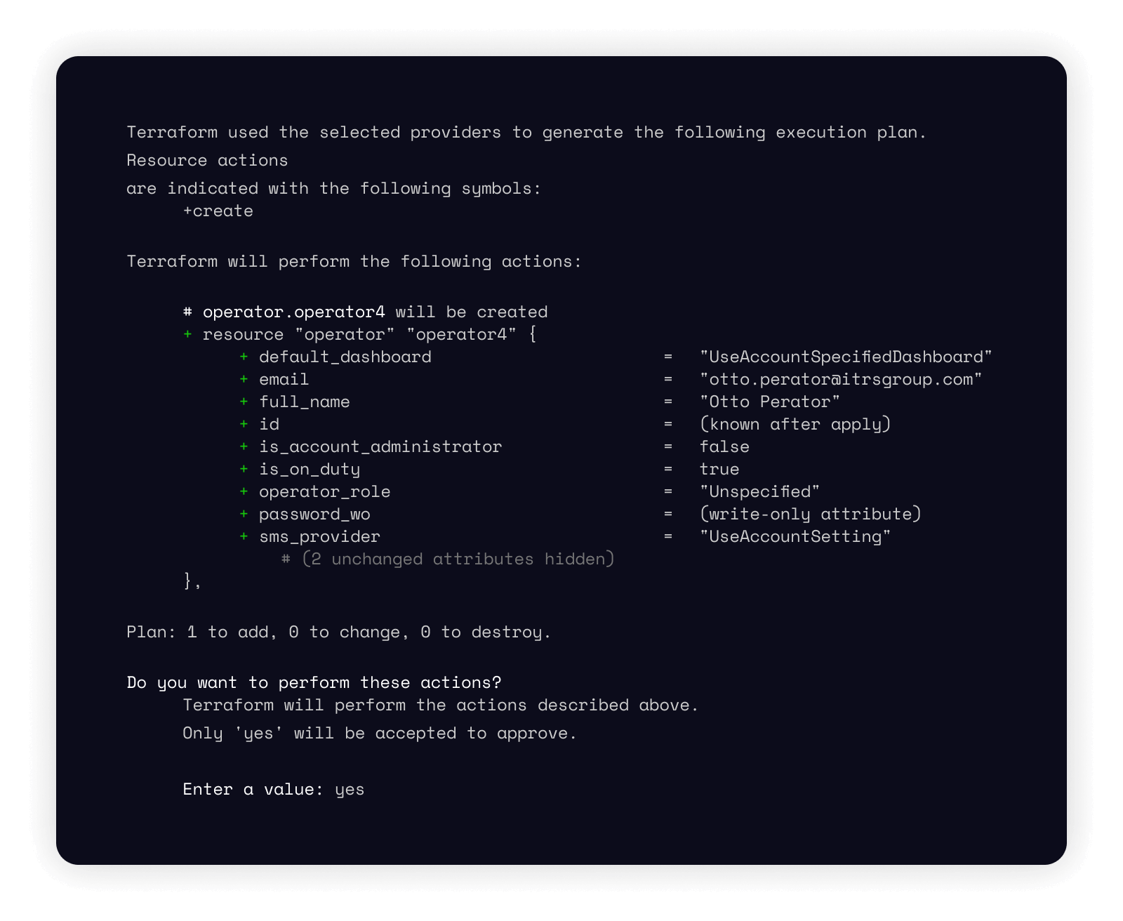 Creating operators using Terraform