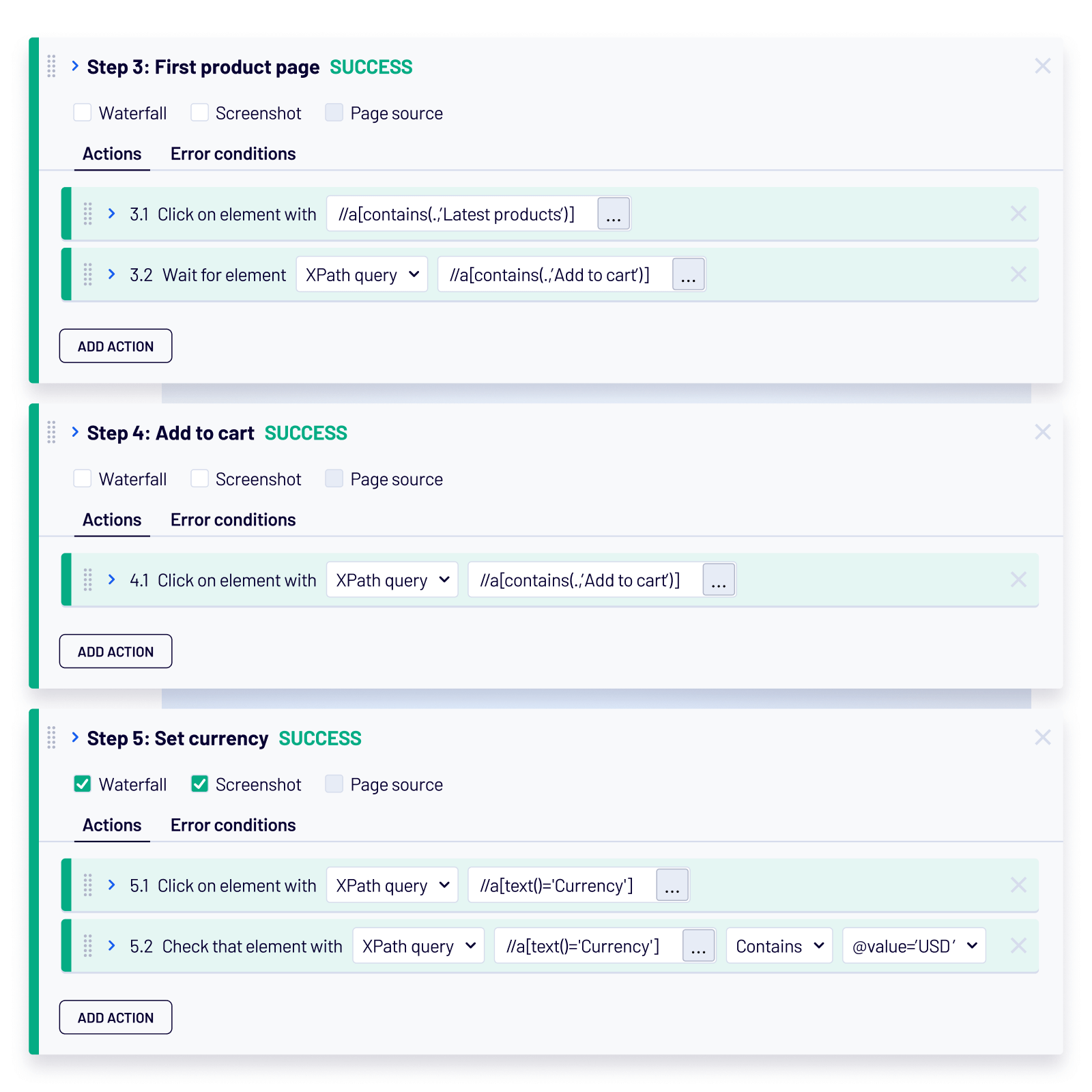 Building the steps of multi-step API monitoring