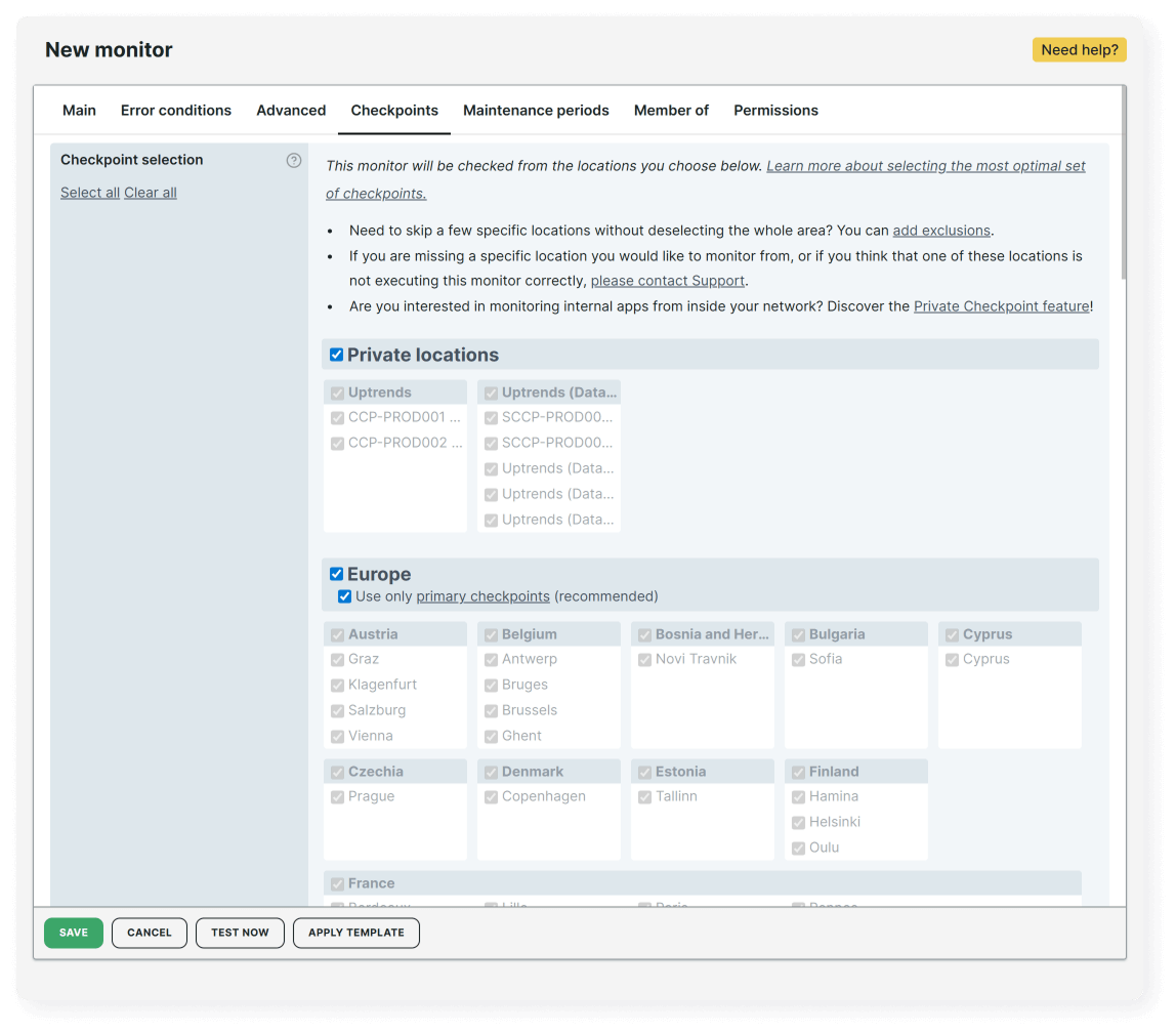 New monitor global checkpoint selection
