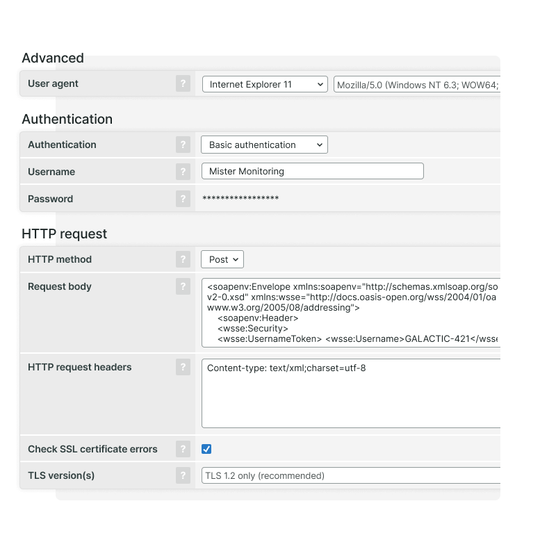 Setting up a web service monitor