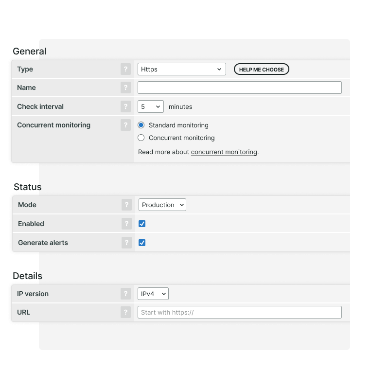 Advanced settings of HTTPS Webservice monitor