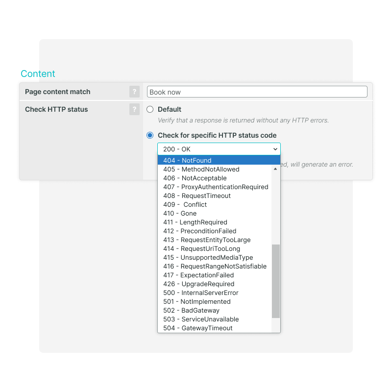 Check for specific HTTP status code