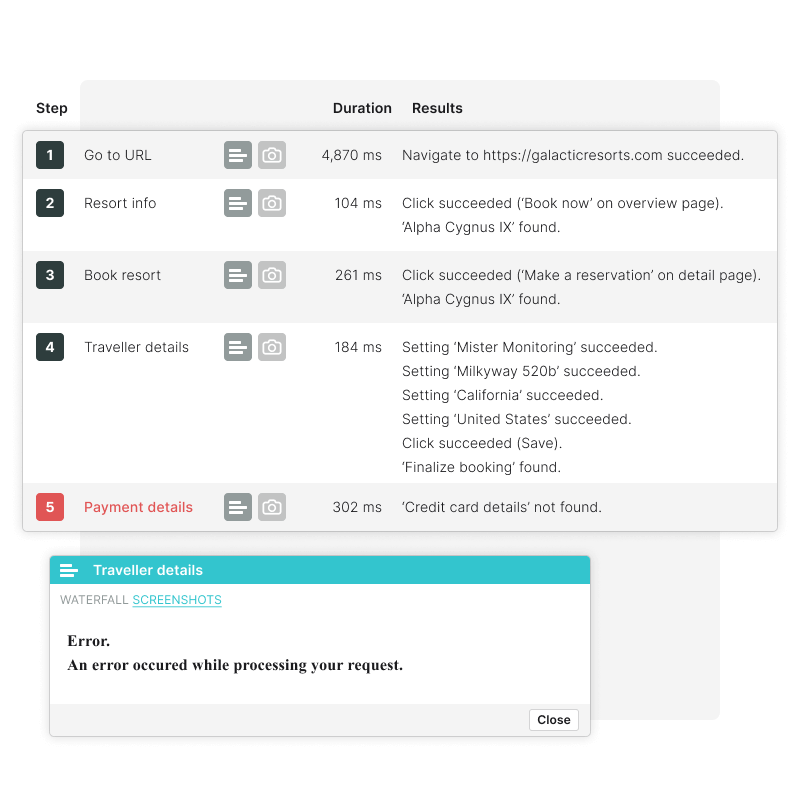 View your reservation process and where it exactly fails